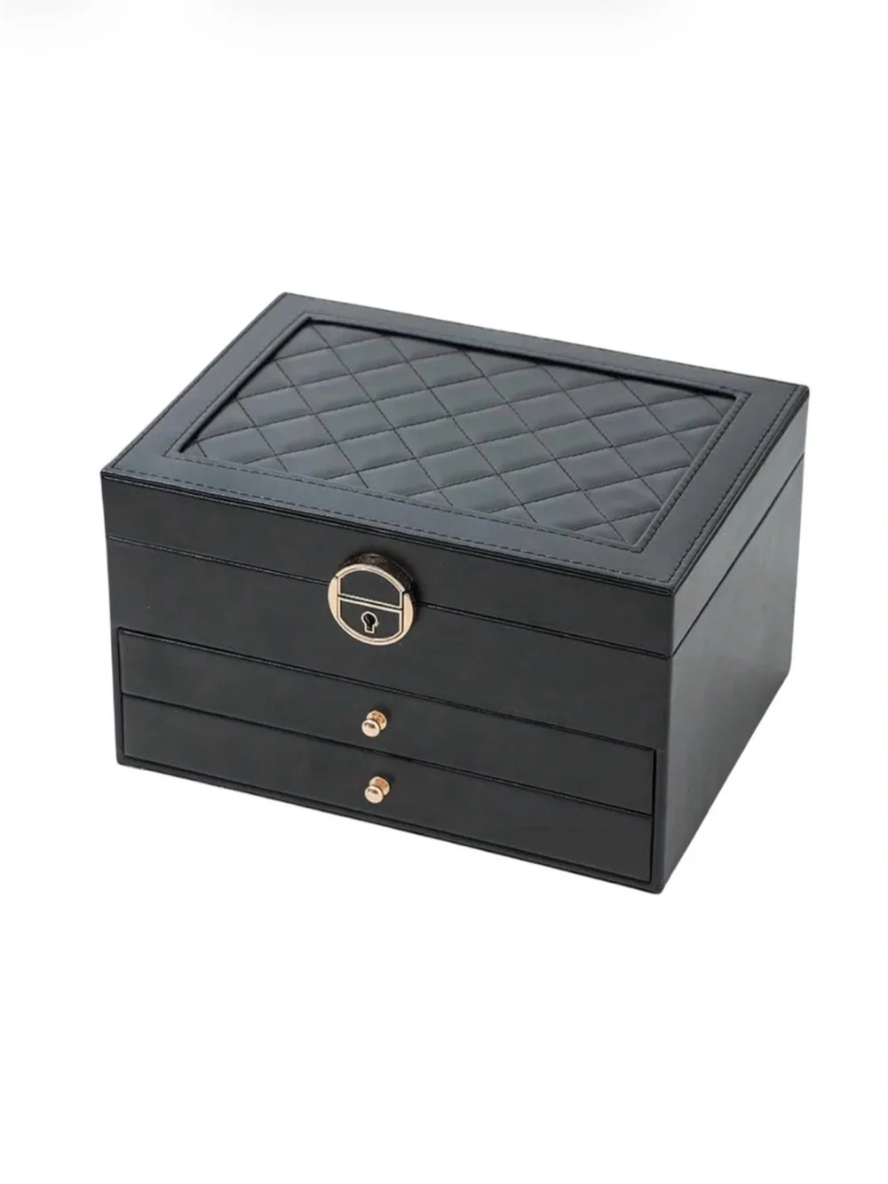 Black Quilted Jewelry Box NIB